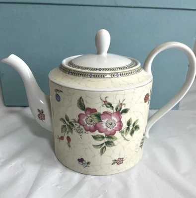 Wedgwood Vintage 1997 "Fleur" 6 1/8" Teapot with Lid-Japan-Excellent Floral - Image 1 of 4