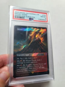 MTG Mount Doom SURGE FOIL PSA 8 NM-MT Lord of the Rings Magic Full Art #754 - Picture 1 of 3