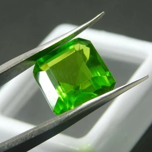6.50 Ct NATURAL AAA Quality Green PERIDOT Square Cut CERTIFIED Loose Gemstone - Picture 1 of 5