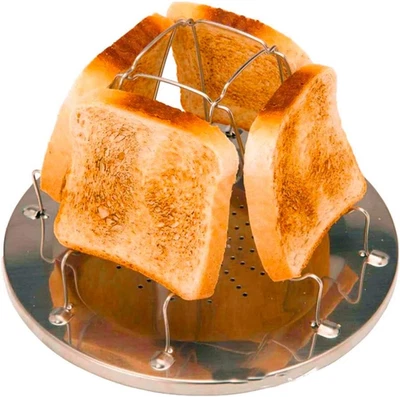 Camping Toaster for Gas Stove – 4-Slice Stainless Steel Stovetop Bread Toast Rac - Image 1 of 4