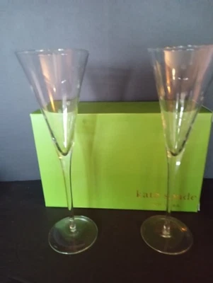 Kate Spade & Lenox Bubbly LARABEE DOT Cristal Champán Flautas Copas NUEVO EN CAJA Foto 1 de 4