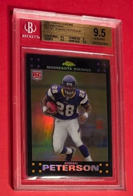 2007 Topps Chrome Refractor #TC181 ADRIAN PETERSON ~ RC Rookie BGS 9.5 GEM MINT - Image 1 of 3
