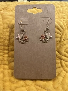 Black Hills Gold 10k Hummingbird Rose Drop Earrings - Picture 1 of 3