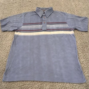Vintage Puritan Blue Striped Pocket Polo Bowling Casual Shirt Size Medium - Picture 1 of 6