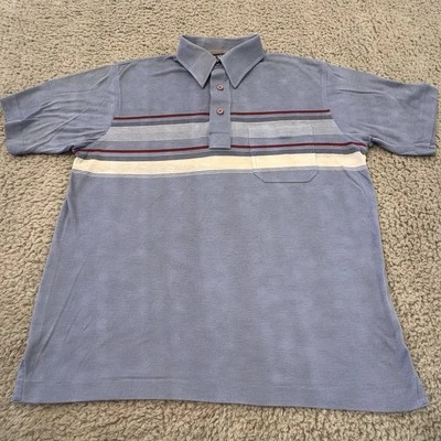 Vintage Puritan Blue Striped Pocket Polo Bowling Casual Shirt Size Medium - Image 1 of 4