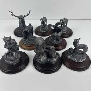 Michael Ricker Pewter Pc Rocky Mountain Collection Lot Of 7 + 1 Wood Base - Picture 1 of 24