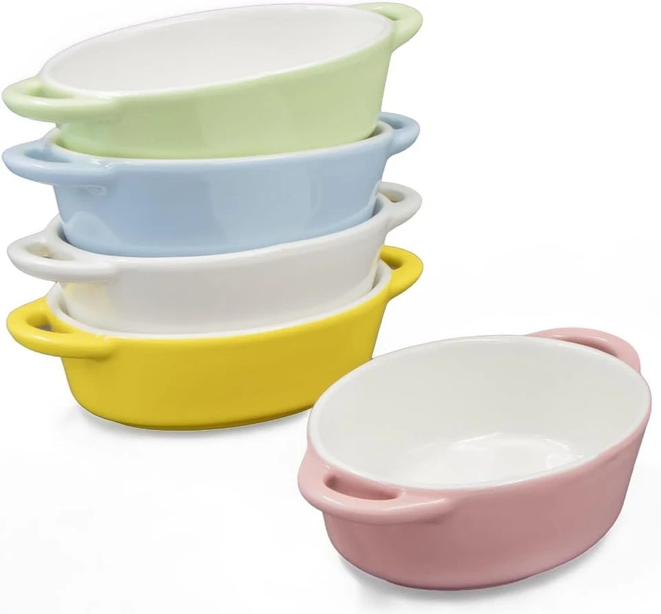 MINI ovale Auflaufformen Ofen- Backform Keramik Set 4 St 10,8 x 5 x 18 cm 300ml - Bild 1 von 4