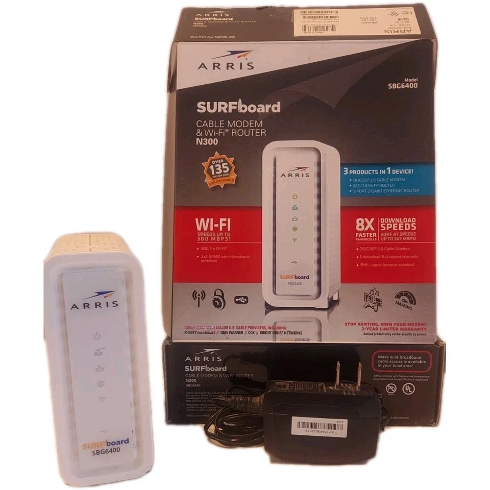 Modem Arris SURFboard Modem SBG6400 Box Power Supply And Manuals - Image 1 of 1