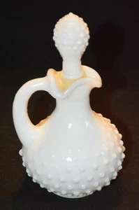 VINTAGE AVON MOONWIND WHITE MILK GLASS HOBNAIL DECANTER - Picture 1 of 12