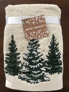 NEU ARCTIC HOLIDAY BESTICKTE WEIHNACHTSBAUM HANDTÜCHER 2ER-PACK ~ Baumwolle ~ - Bild 1 von 2