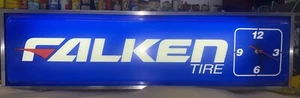 Falkin Tires Dealer Lighted Sign 1 Sided With Clock Nice Check Out The Pics - Picture 1 of 16