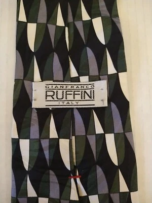 Corbata para hombre Gianfranco Ruffini 100 % seda italiana abstracta verde púrpura  Foto 1 de 4