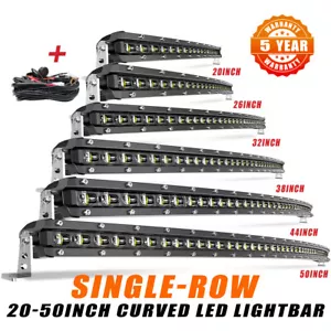 Curved Slim 20"26"32"38"44"50'' Spot LED Light Bar Truck Driving SUV 4WD Offroad - Bild 1 von 41