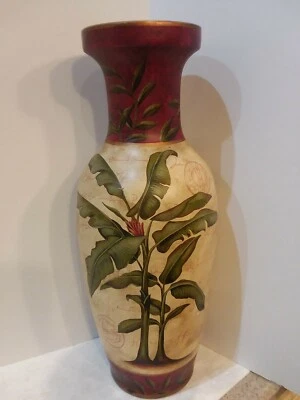 Jarrón/urna contemporánea grande de 17,5" de alto helechos tostado/borgoña Foto 1 de 4