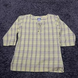 Columbia camicia donna giallo medio a quadri manica a 3/4 cravatta logo - Foto 1 di 11
