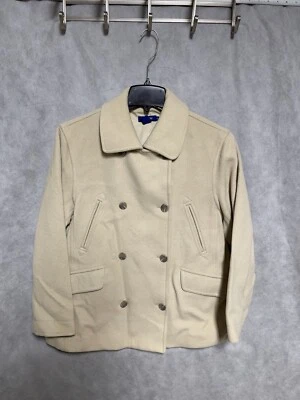 Jaqueta de luxo J Crew Pea Coat feminina M marfim cashmere lã náilon peito duplo - Imagem 1 de 4