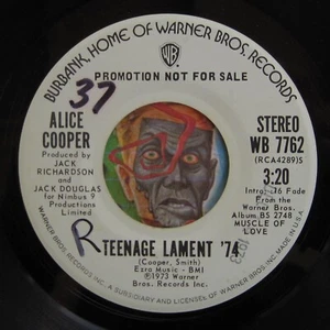 HEAR Alice Cooper 45 Teenage Lament 74 WB promo 7762 NM hard rock glam - Picture 1 of 2