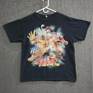 Y2K Street Fighter Capcom T-Shirt Men's Size Large Black ANVIL Tag Video Game - Picture 1 of 13