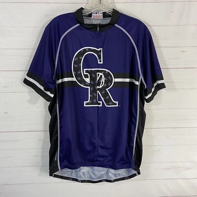 Primal Mens Colorado Rockies Short Sleeve Cycling Jersey 2XL Purple Black - Image 1 of 4