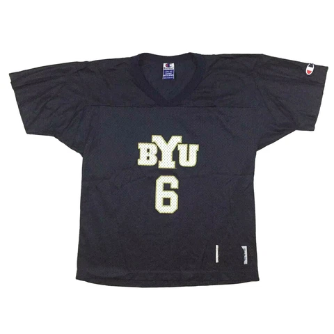 Vtg BYU Cougars Brigham Young Youth Jersey Champion NCAA College Football Kids L Cover