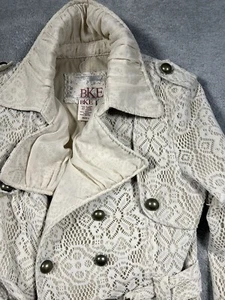 Chaqueta BKE Hebilla Mujer L Doble Pecho Chaquetón Floral Encaje Patrón Marfil - Imagen 1 de 9