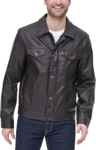 *Men's Levi's® Faux Leather Sherpa Lined Trucker Jacket~NWT~Bk/MED OR Bw/LR~WBT2 - Picture 1 of 5