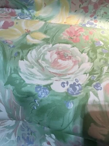 Atelier Originals 1987 Screen Pastel Rose Print Floral Fabric 3 yds +Vintage - Picture 1 of 9