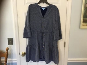 Draper James New Womens Size L Dress W/Tie Waist, Ruffle,Long Sleeves - Picture 1 of 3
