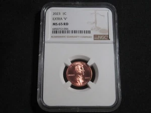 2023  Lincoln Cent Extra V NGC MS 65 RD  VDB-V Error Variety  - Picture 1 of 2