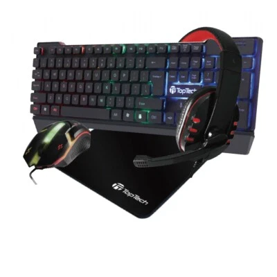 4In1 Gaming Pro Set Corded LED Keyboard Mouse & Headphone with Mouse Pad - X11 - Image 1 of 4