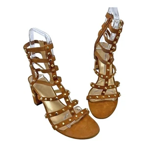 STUART WEITZMAN Cleo Rivet Camel Suede Gladiator Sanddals Womens Size 10 - Picture 1 of 13