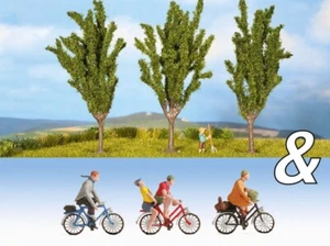 N Scale Scenery - 94009 - Ornamental Set "Cyclists & Poplars" - Picture 1 of 1
