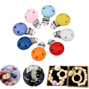 5 piezas de clips de chupete de madera de varios colores broches de chupete de seguridad para bebés 3 orificios - Imagen 1 de 18