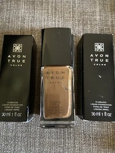 (3) AVON TRUE COLOR FLAWLESS LIQUID FOUNDATION DARK COCOA Lot Of 3 Discontinued - Picture 1 of 2