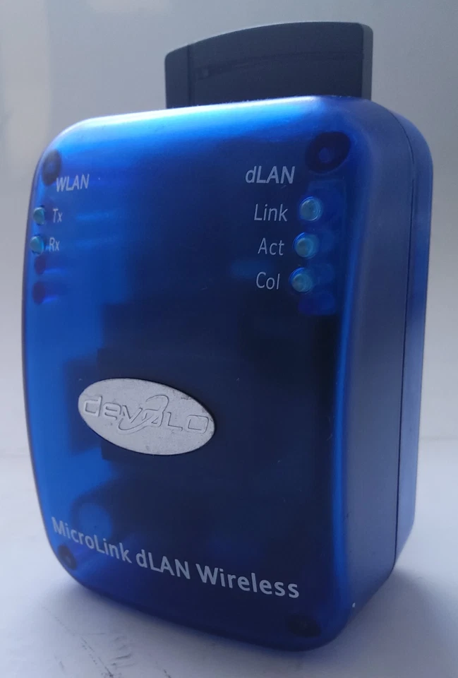 devolo MicroLink dLAN Wireless Kabellos Adapter mit WLAN-Schnittstelle in Blau - Bild 1 von 4