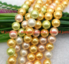 Huge 12mm Natural Multicolor South Sea Shell Pearl Round Beads Loose Beads 15"