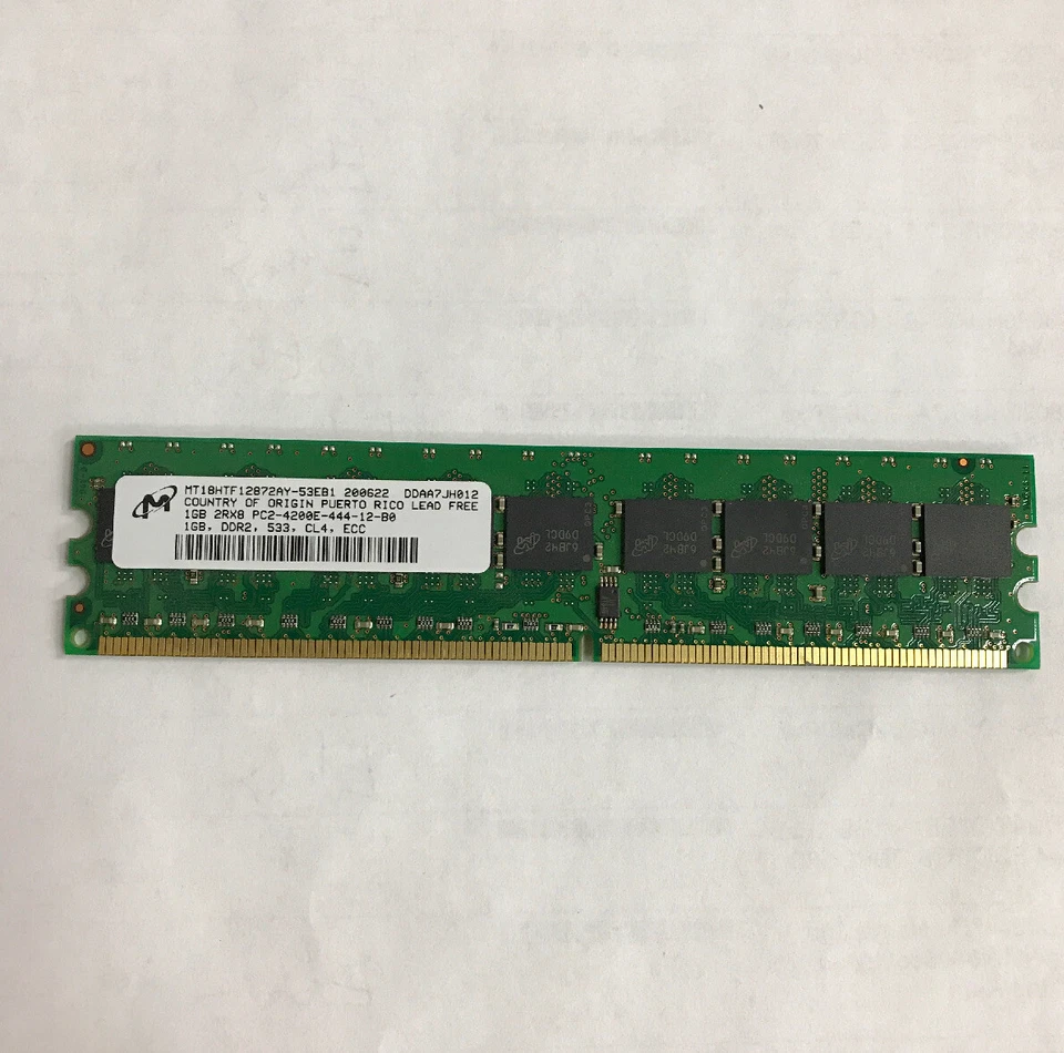 Micron MT18HTF12872AY-53EB1 DDR2 1GB PC2-4200 ECC 533Mhz RAM Memory - Image 1 of 1
