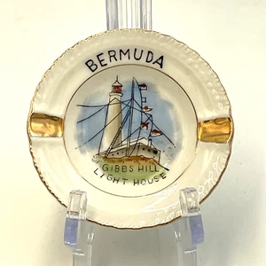 Cenicero Bermudas Porcelana Raro Antiguo Vintage Recuerdo Faro Gibbs Hill - Imagen 1 de 3