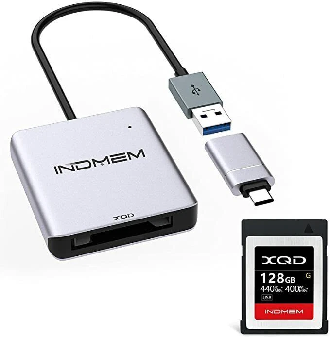 INDMEM 128GB XQD Memory Card w/ USB 3.0 Reader F/ Nikon D850/Z6//Panasonic S1 - Image 1 of 4