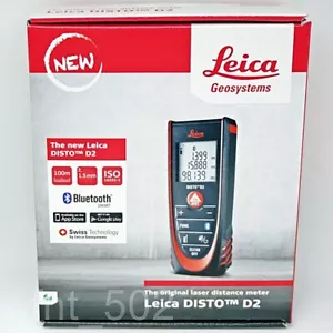 Leica Disto D2 100m/330ft Laser Distance Measure with Bluetooth 4.0, Black/Red - Picture 1 of 13