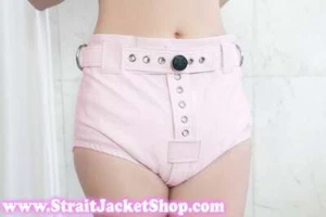 Pink Lockable Diaper Cover Pants - AntiDiaper Removal Cover with Segufix Locks - Picture 1 of 4