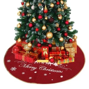 Xmas Layout Santa Xmas Tree Skirt Christmas Carpet Floor Mat Cover Xmas Decor - Picture 1 of 17