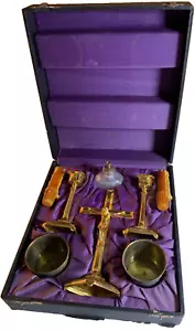 Antico set viatico unzione ultimi riti chiamata infermata di sacerdoti cattolici vintage - Foto 1 di 23