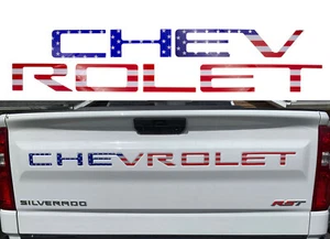 For 2019-2021 Chevrolet Silverado USA Flag Tailgate Insert Letters 3D Raised - Picture 1 of 6