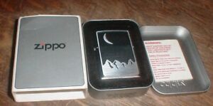NEW Zippo Cigarette Lighter with 3D Image of  Moon Over the Mountains in Tin