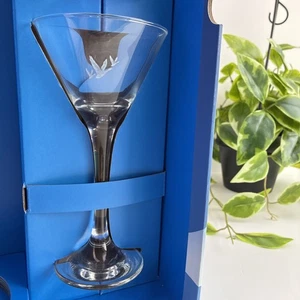 2pc Set Grey Goose Vodka Etched 7" 4 oz. Crystal Martini Cocktail Glasses New - Picture 1 of 6