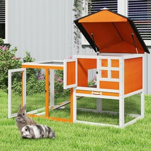 COZIWOW Holz Kaninchenstall Käfig Haus Lebensraum Tier Haustier Hühnerstall Outdoor - Bild 1 von 18