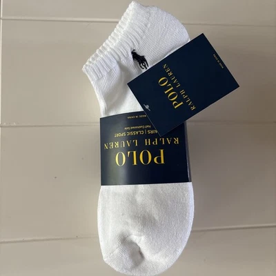 Meias Polo RALPH LAUREN Masculinas Brancas 6 Pares Sem Exibição Tornozelo Tamanho 10-13 - Imagem 1 de 4