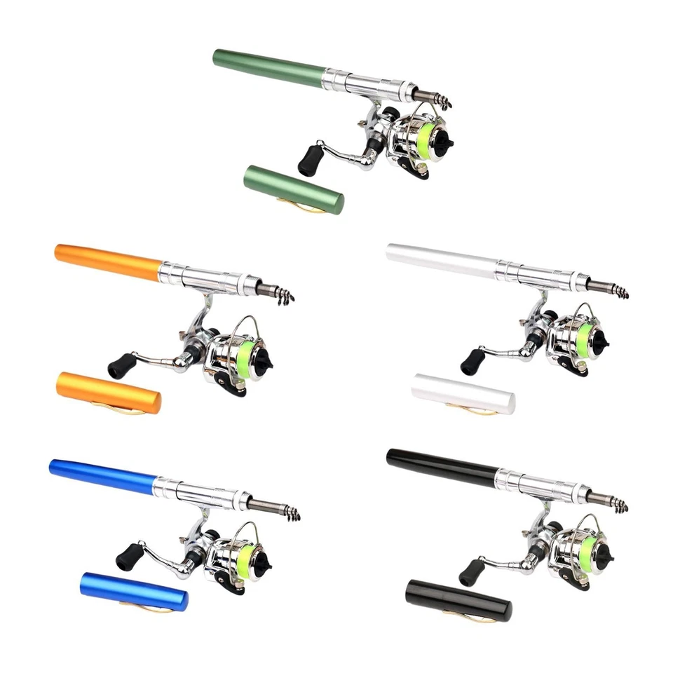 Mini-Angelrute und Angelrolle-Kombination, Teleskop-Angelrute, tragbar, 55 Zoll, - Bild 1 von 1