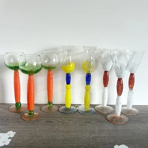 Jiri Vosmik for Glass Atelier Morava 8 Hand Crafted Art Colored Glass Cordials - Picture 1 of 12